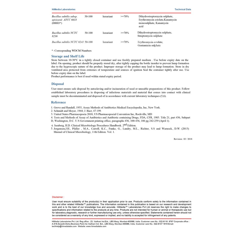 Môi trường kháng sinh Antibiotic Assay Medium No.11 (Neomycin, Erythromycin Assay Agar, Erythromycin Seed Agar M004-500G