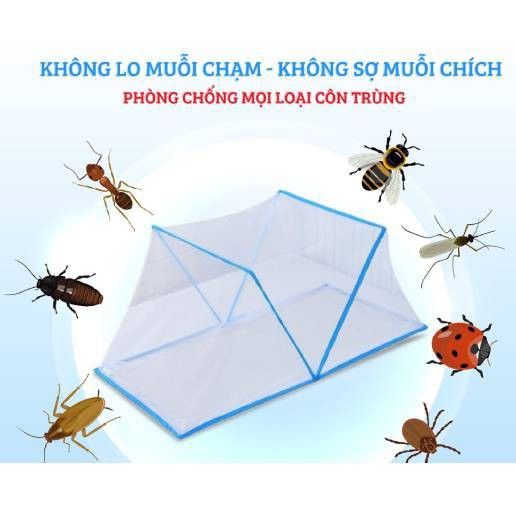 [HÀNG VIỆT NAM CHẤT LƯỢNG CAO] Màn Lưới Chống Muỗi Gấp Gọn Tiện Dụng Cho Người Lớn Và Trẻ Em, Màn Chụp Gấp