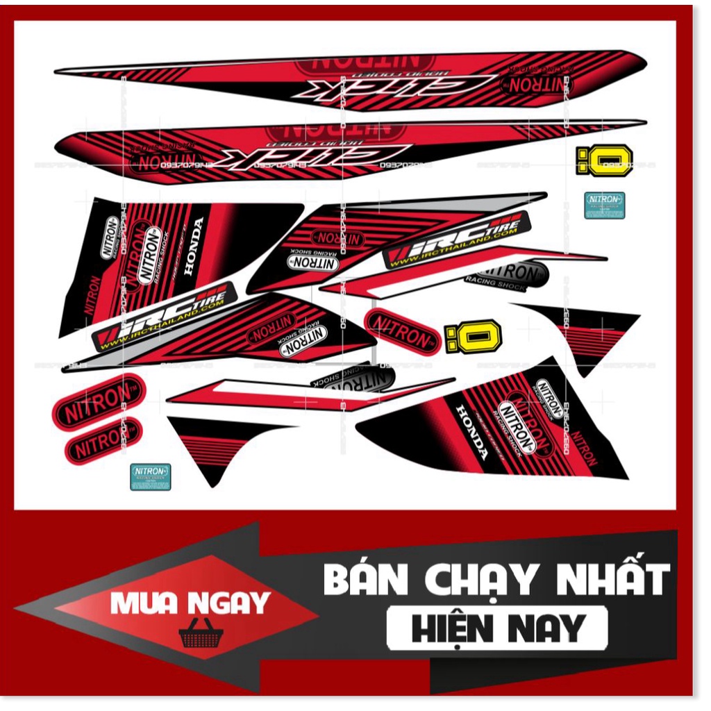 ( Quí khách vui lòng mang ra tiệm cho thợ dán ) Tem click 110 Nitro đỏ đen