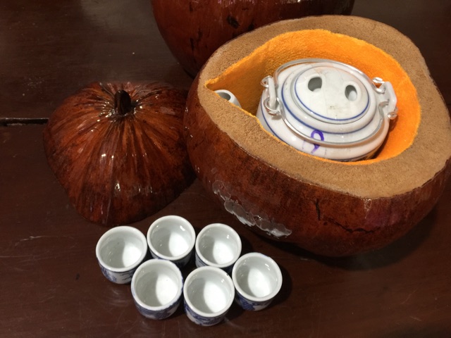 Trái dừa ủ bình trà-bình trà.