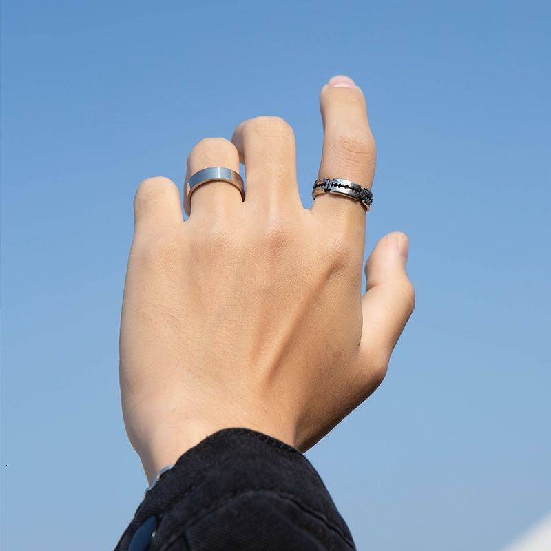 Nhẫn Hình Lưỡi Dao Màu Tối Phong Cách Hip Hop Harajuku Thời Trang Cho Nam Và Nữ