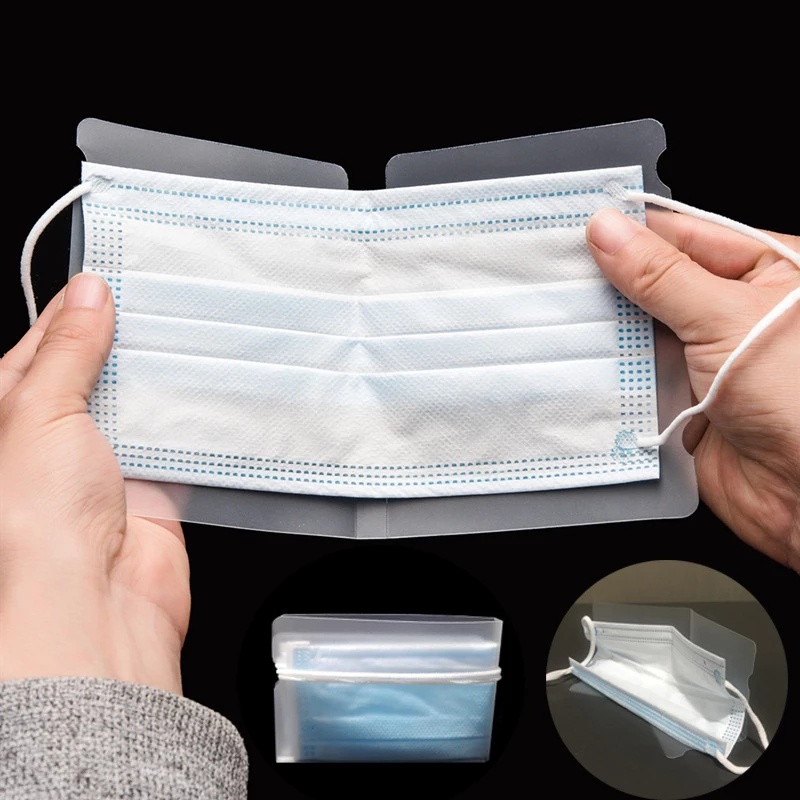 [Hàng mới về] Dụng cụ bảo quản khẩu trang chống bụi thiết kế nhỏ gọn trong suốt tiện dụng cho học sinh đến trường