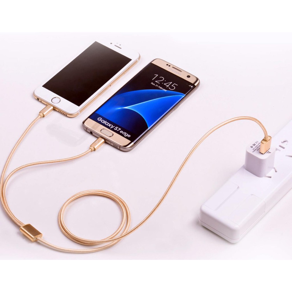 |CHÍNH HÃNG| CÁP DÙ SẠC NHANH 2 ĐẦU LIGHTNING VÀ MICRO USB - HOCO X2 - MÀU HỒNG