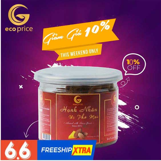 HẠT HẠNH NHÂN PHÔ MAI ECOPRICE - HŨ -150G- HẠNH NHÂN ÚC TÁCH VỎ RANG SẤY VỊ PHÔ MAI