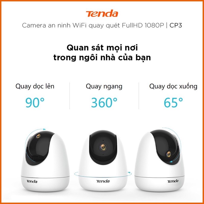 Camera IP wifi Tenda CP3 dùng cho gia đình - hàng chính hãng ( rõ hơn Ezviz C6N và Imou A22 )