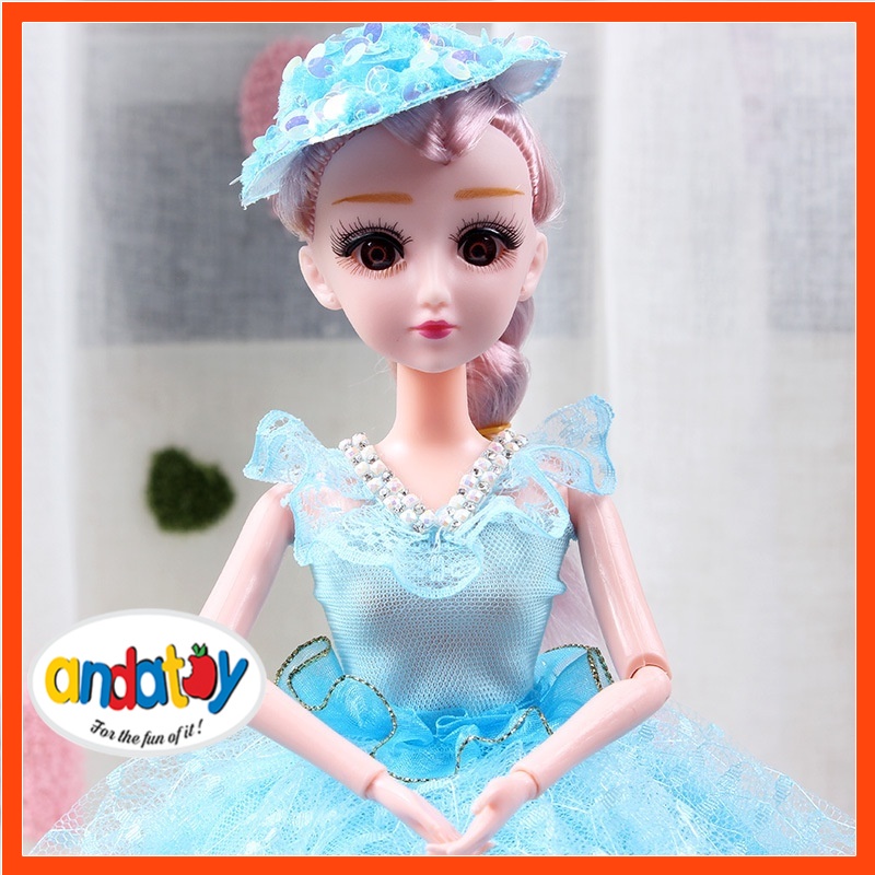 Đồ chơi cho bé búp bê công chúa dạ hội 30cm có khớp đáng yêu ANDATOY AD900