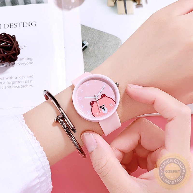 Đồng hồ dây silicon màu kẹo kiểu hoạt hình xinh xắn đáng yêu phong cách Nhật Bản cho bạn gái
