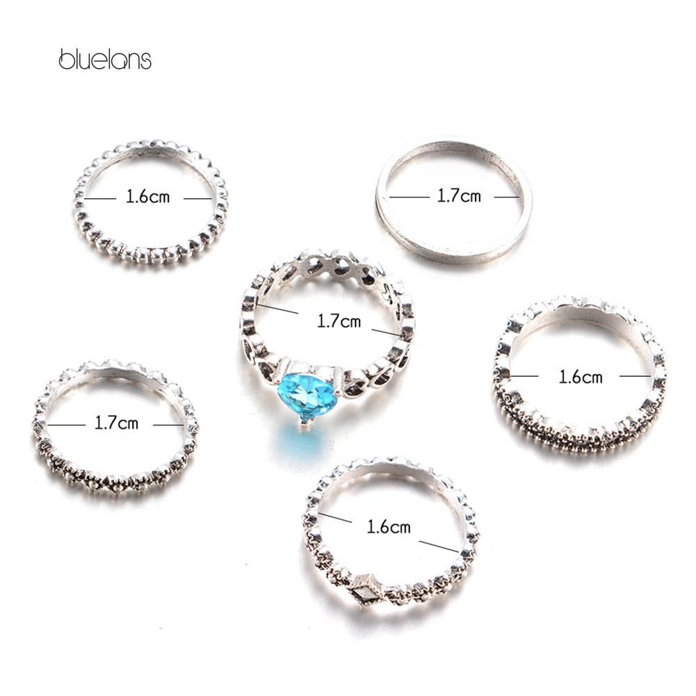 Set 6 Nhẫn Đeo Đốt Ngón Tay Nhiều Kiểu Phối Đá Nhân Tạo Đẹp Mắt Cho Nữ