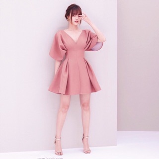 Đầm hồng xoè xếp li (kèm hình thật)