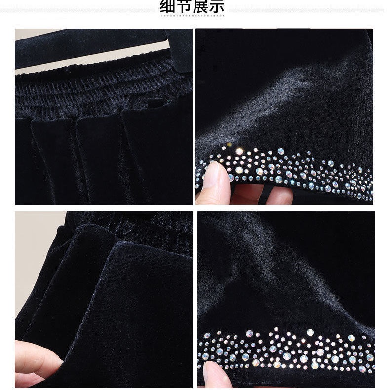Quần Short Nhung Dày Dáng Rộng Lưng Cao Màu Đen Có Size Lớn Phong Cách Mới Mùa Thu Đông Dễ Phối Đồ Cho Nữ