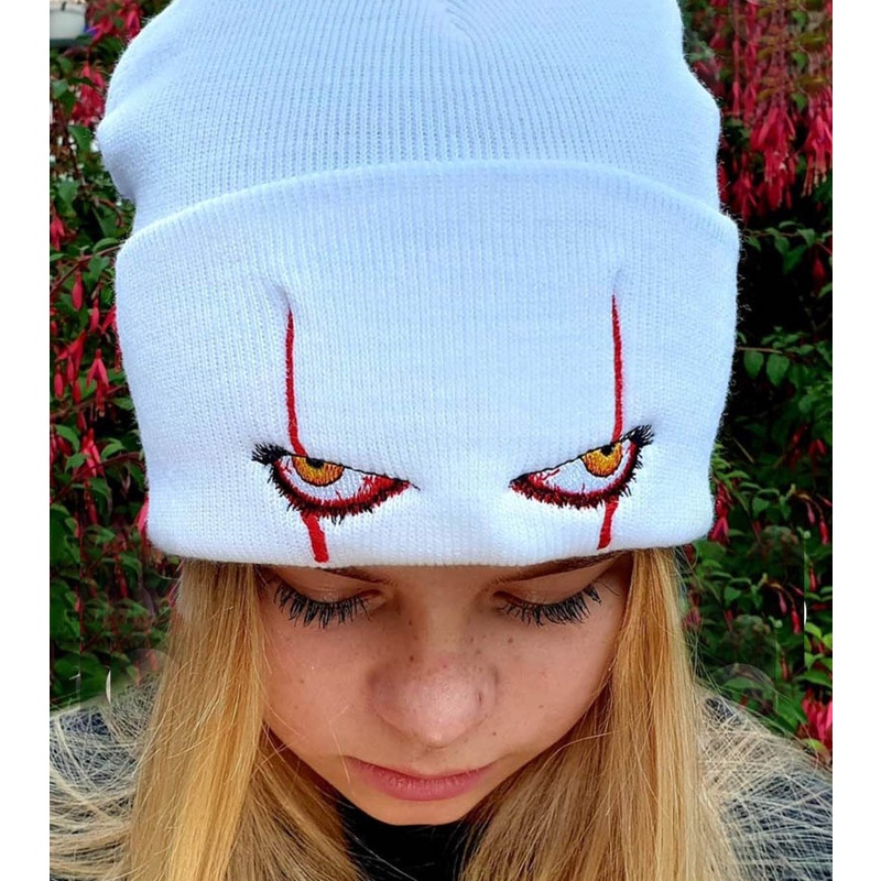 Mũ Len Beanie Đính Mắt Hề Phong Cách Hip hop
