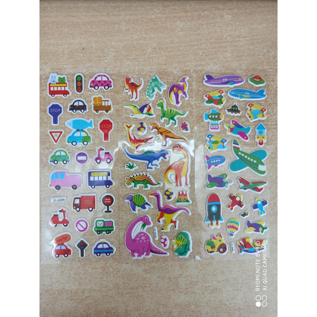 5 TỜ Sticker dán hoạt hình 3D nổi không thấm nước