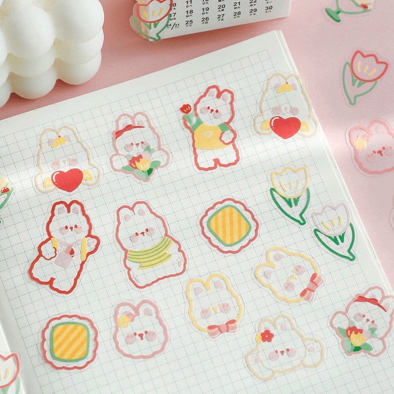 Set 45 miếng dán trong suốt chống thấm nước tự dính họa tiết hoạt hình dễ thương