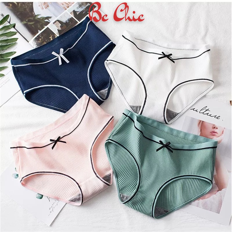 QUẦN GÂN TĂM KHÁNG KHUẨN ĐÍNH NƠ Q105 CHẤT LIỆU COTTON CO GIÃN THOÁNG MÁT  BC_CHIC LINGERIE