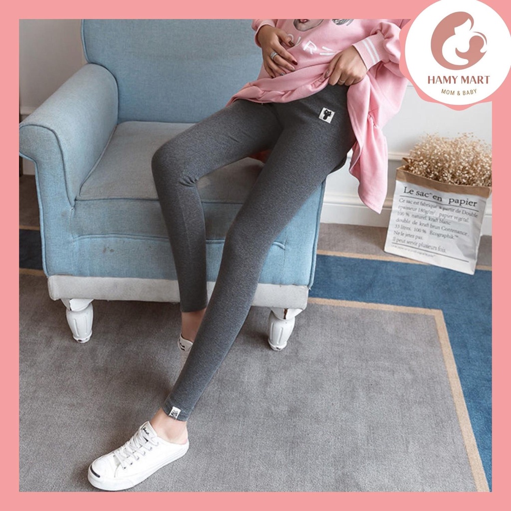 Quần leging bầu Hamymart leging bầu mèo cạp cao chất liệu co giãn 4 chiều thoải mái tuyệt đối có chun điều chỉnh qm01