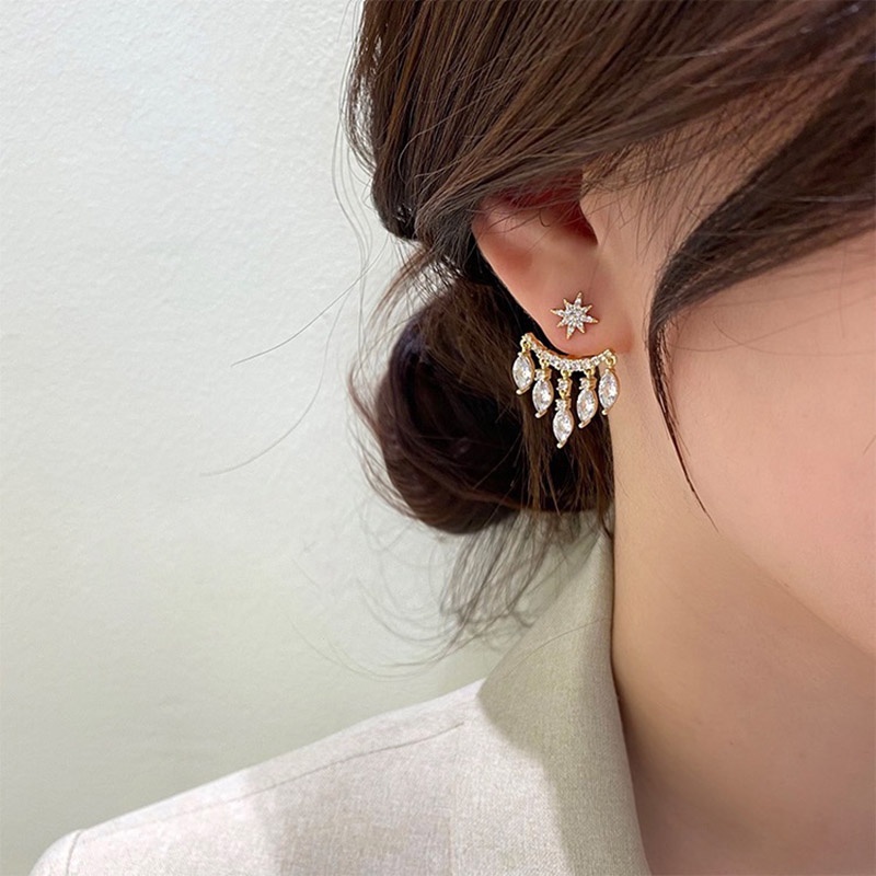 Đôi Bông Tai Hình Hoa Đính Đá Thời Trang Cho Nữ