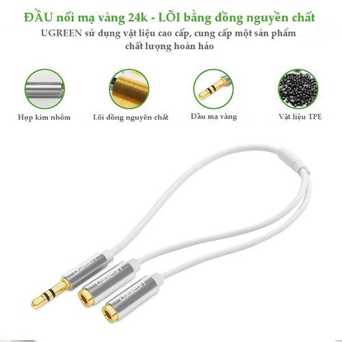 Cáp Chia 1 Audio 3.5mm Ra 2 Cổng Audio 3.5mm Ugreen 10780 - Hàng Chính Hãng