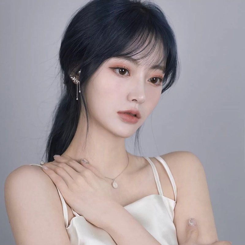 Bông Tai Mạ Bạc 925 Đính Đá Zircon Siêu Sáng Dáng Dài Phong Cách Hàn Quốc