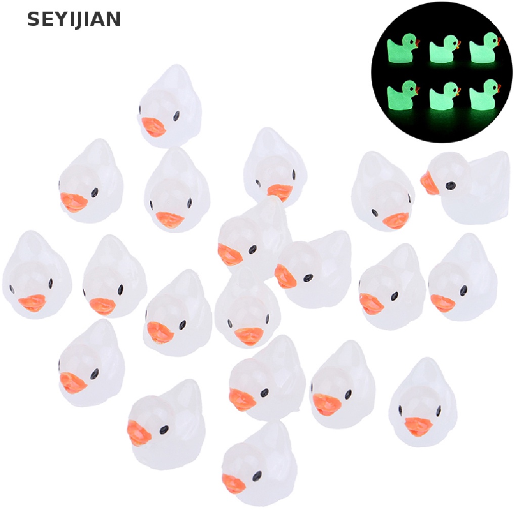 Set 20 Chú Vịt Nhỏ Bằng Nhựa Phát Sáng Trong Bóng Tối Trang Trí Tiểu Cảnh