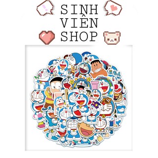 50 Stickers Đôrêmon nhãn dán pvc kháng nước