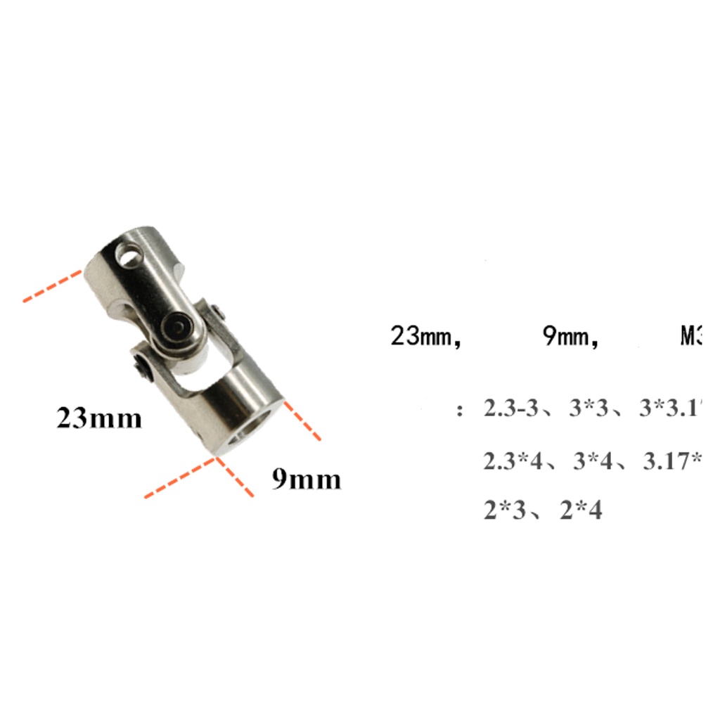 Khớp nối Cardan nhiều kích thước, lổ trục từ 2mm, 2.3mm, 3mm, 3.17mm, 4mm, 5mm, 6mm cho đồ chơi điều khiển từ xa