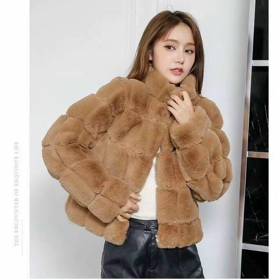 Áo khoác lông thỏ mềm mịn Hàn Quốc hot