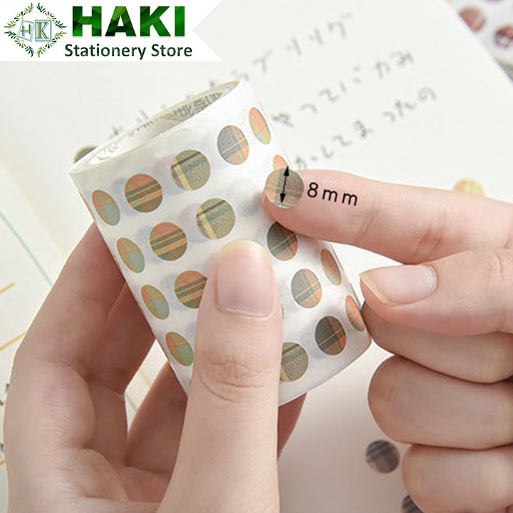 Sticker hình tròn HAKI, cuộn sticker cute trang trí sổ vở dễ thương giá rẻ ST41