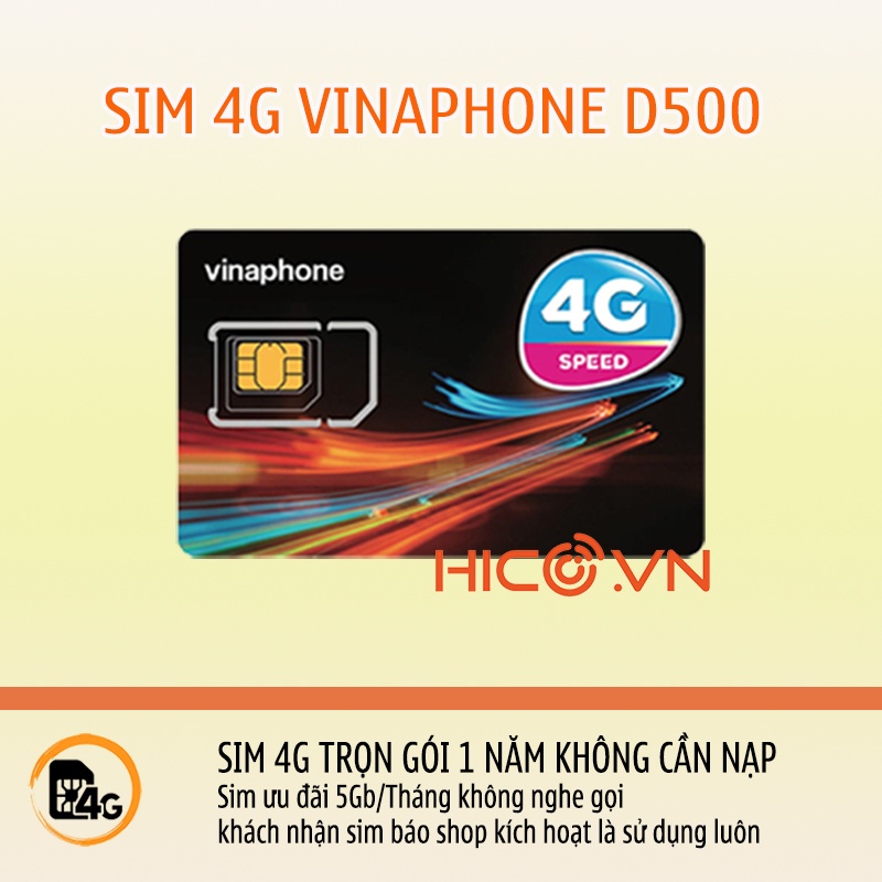 Sim 4G Vinaphone , sim data D500 ưu đãi 5Gb/ tháng  trọn gói  sử dụng 12 tháng không cần nạp