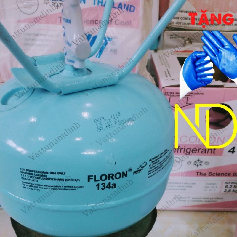 Gas lạnh-môi chất lạnh R134a mới nguyên tem trọng lượng cả vỏ bình 4.4 kg