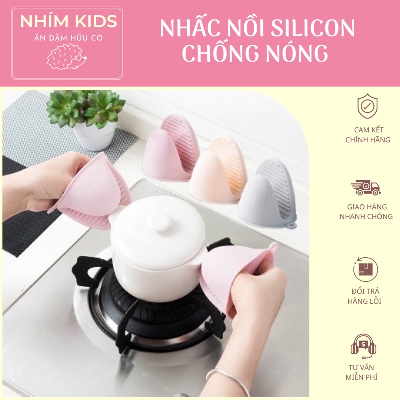Set 2 miếng nhấc nồi silicon chịu nhiệt cao chống nóng