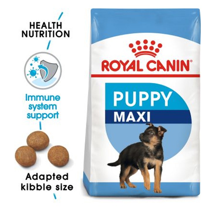 Thức ăn cho chó con có cân nặng tối đa từ 26 - 44kg và dưới 15 tháng tuổi Royal canin Maxi Puppy túi 4kg