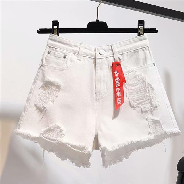 Quần Short Denim Lưng Cao Phối Rách Màu Trắng Thời Trang Mùa Hè Hàn Quốc Mới 2020 Cho Nữ