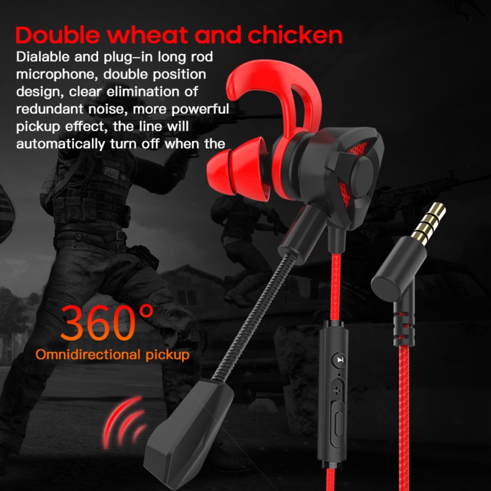 Tai nghe chơi game In Ear Tai nghe có dây chống ồn kèm micro Điều khiển mic kép 3,5 mm Micrô có thể tháo rời/VÀ Cáp chuyển đổi tai nghe Type-C sang 3,5 mm