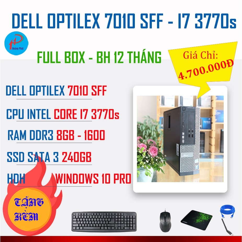 Cấu Hình Máy Tính Đồng bộ DELL 7010Sff , Core I7 3770 Dùng được cho đồ họa lẫn các ứng dụng công việc, học tập.CỰC MẠNH