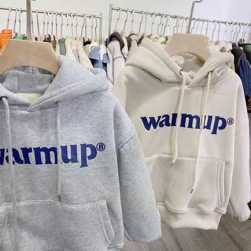Áo Hoodie Nhung In Chữ Thời Trang Thu Đông Hàn Quốc Mới