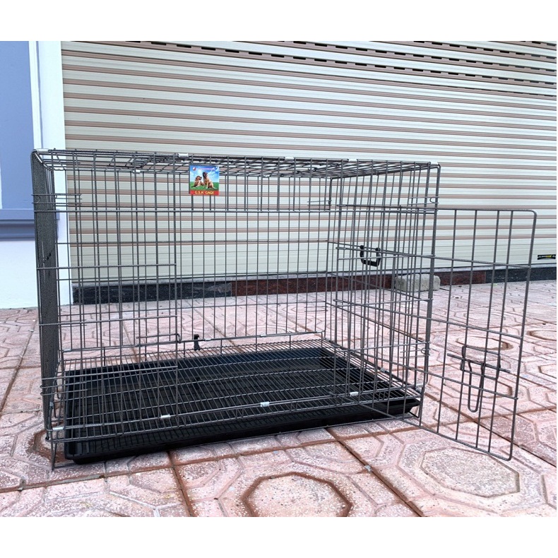 Chuồng Chó, Mèo Gấp Gọn Size XL, Lồng Chó To Sơn Tĩnh Điện Vân Đá Thép To, Chắc Chắn Tặng Kèm Khay Vệ Sinh