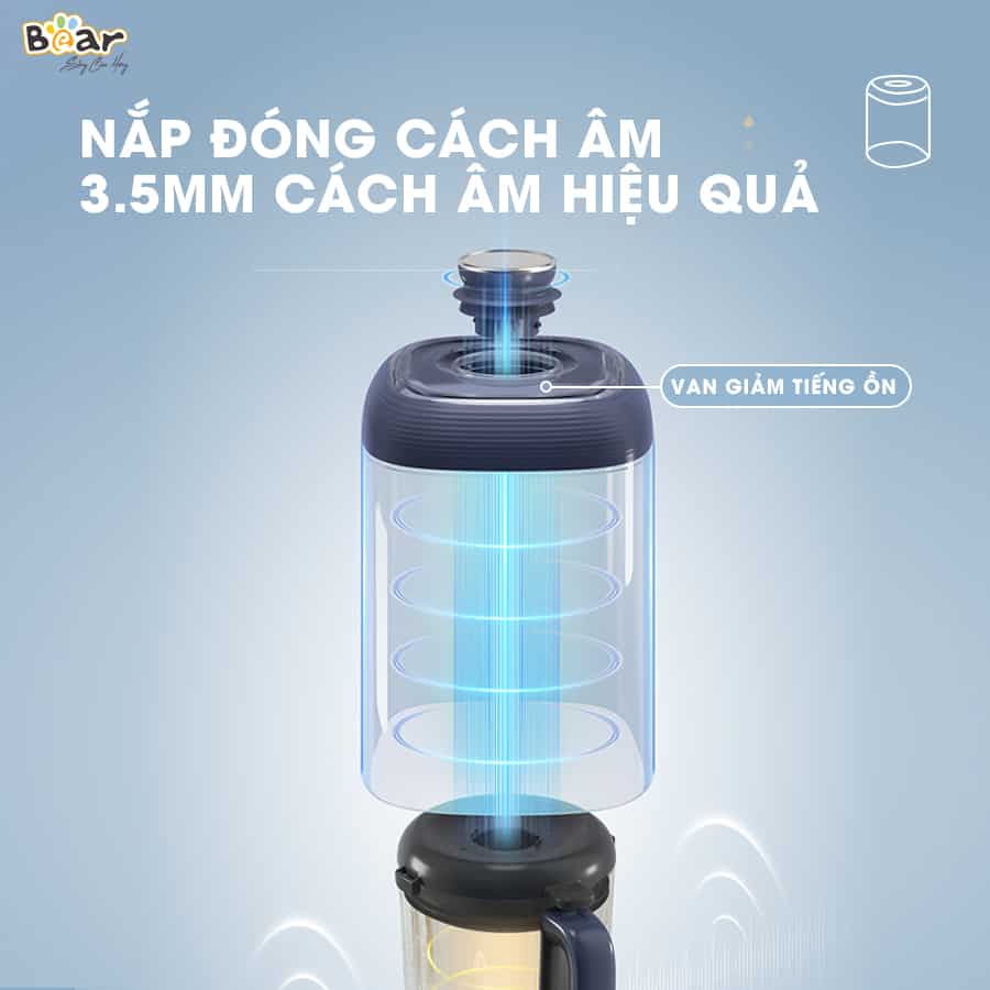 Máy nấu sữa hạt, xay sinh tố Bear đa năng 7in1 PBJ-B06S2 dung tích 1.5L chống ồn cao cấp bảo hành 18 tháng