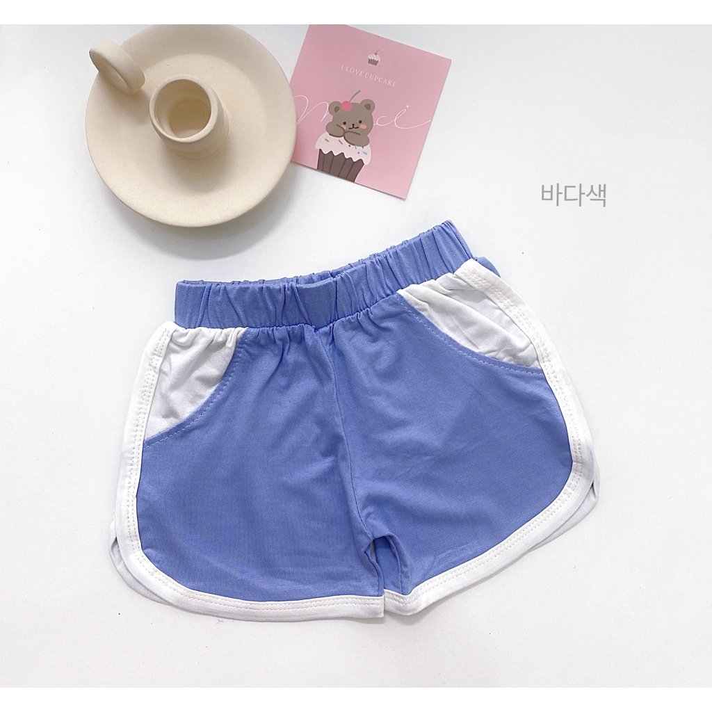 [SALE] Quần Bé Trai, Bé Gái MIMONRI Vải Thun Lạnh Viền Trắng Bo Túi, Quần Đùi Trẻ Em Mặc Hè KWQ2202
