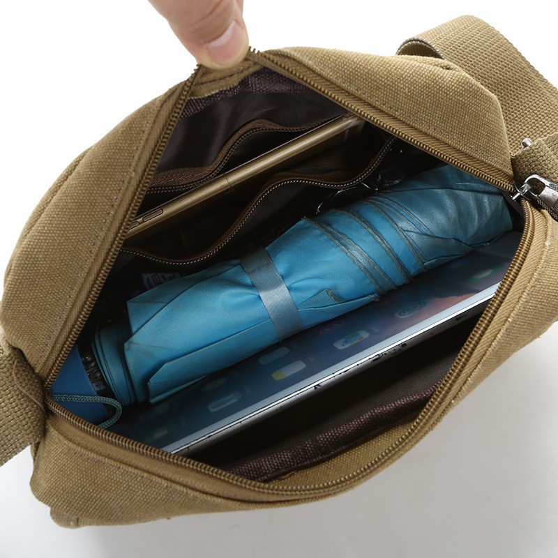 Túi đeo chéo, túi đeo vai nam chất liệu vải kaki siêu bền, chống nước, thiết kế đa năng 18*25cm