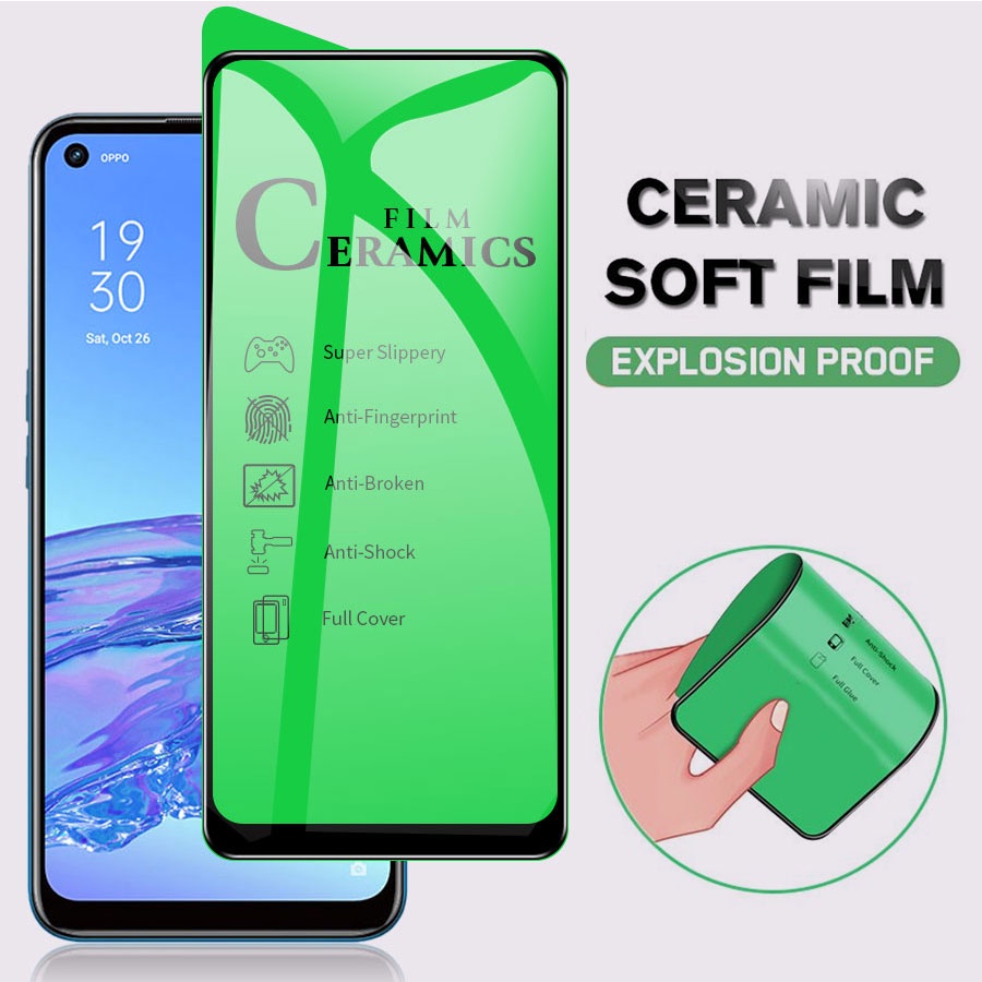 Full Màn Kính Cường Lực Gốm Dẻo Bảo Vệ Màn Hình cho Oppo F11 F9 F7 Pro A9 A3S A5 Ax5 A5S Ax5S A7 A12 A92 A52 A33 A53 A31 A15 A15S A1K A91 A93 Reno 2f 3 2 4 5 Chống Trầy chống bẩn HD