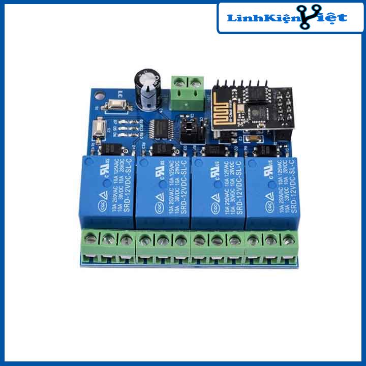 Module relay ESP8266 ESP-01 DC 12V 4 kênh hỗ trợ điều khiển từ xa trên điện thoại