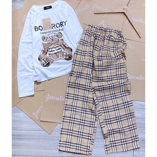 [Ảnh thật] Set Áo Gấu Quần Kẻ Bbr