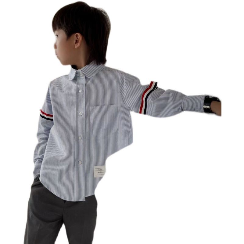 Áo Sơ Mi Tay Dài Vải Oxford Họa Tiết Kẻ Sọc Thời Trang Cao Cấp Cho Bé
