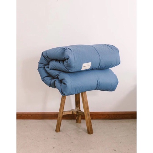 BỘ CHĂN GA GỐI COTTON TICI CAO CẤP ( CHĂN ĐÃ TRẦN BÔNG) MÀU XANH DƯƠNG XÁM - ĐỦ KÍCH THƯỚC