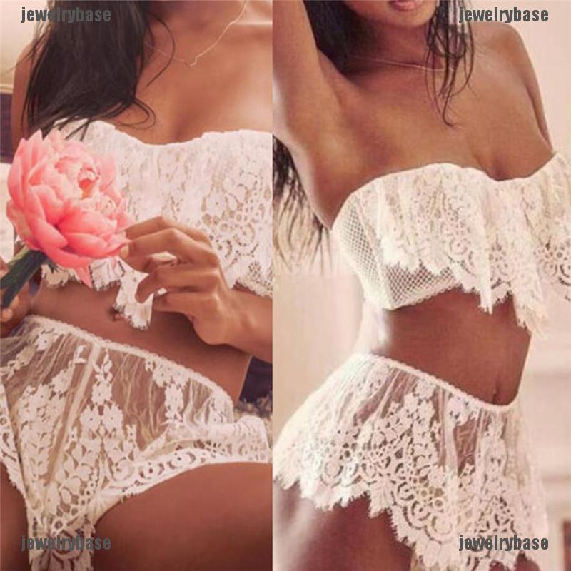 Nội y ngủ gợi thiết kế phối ren trắng cho nữ