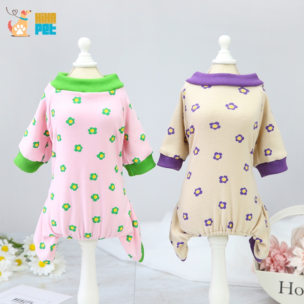 Quần Áo Cho Chó Mèo Hoa Nhí Jump 4 Chân Cotton Quần Áo Thú Cưng Cao Cấp Hihapet.