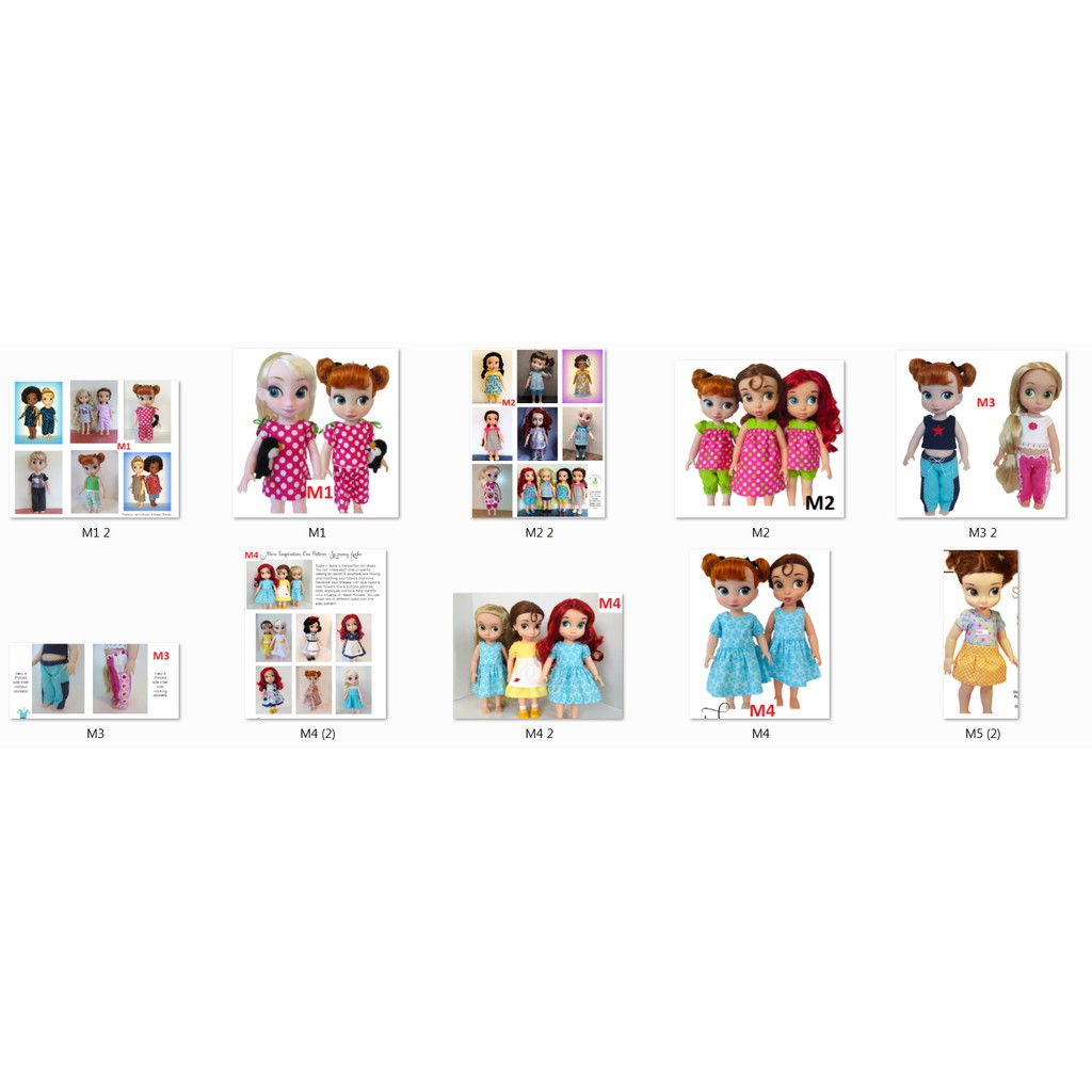 Combo 13 rập quần áo búp bê ani