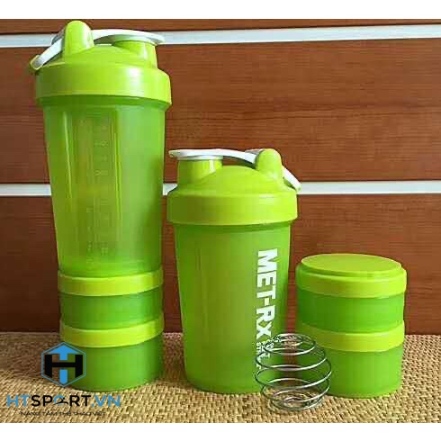 Bình Lắc Tập Gym 600ML Met Rx 3 Ngăn Shaker Đựng Nước Thể Thao Thể Hình Nhiều Màu Có Lò Xò Lắc Cao Cấp