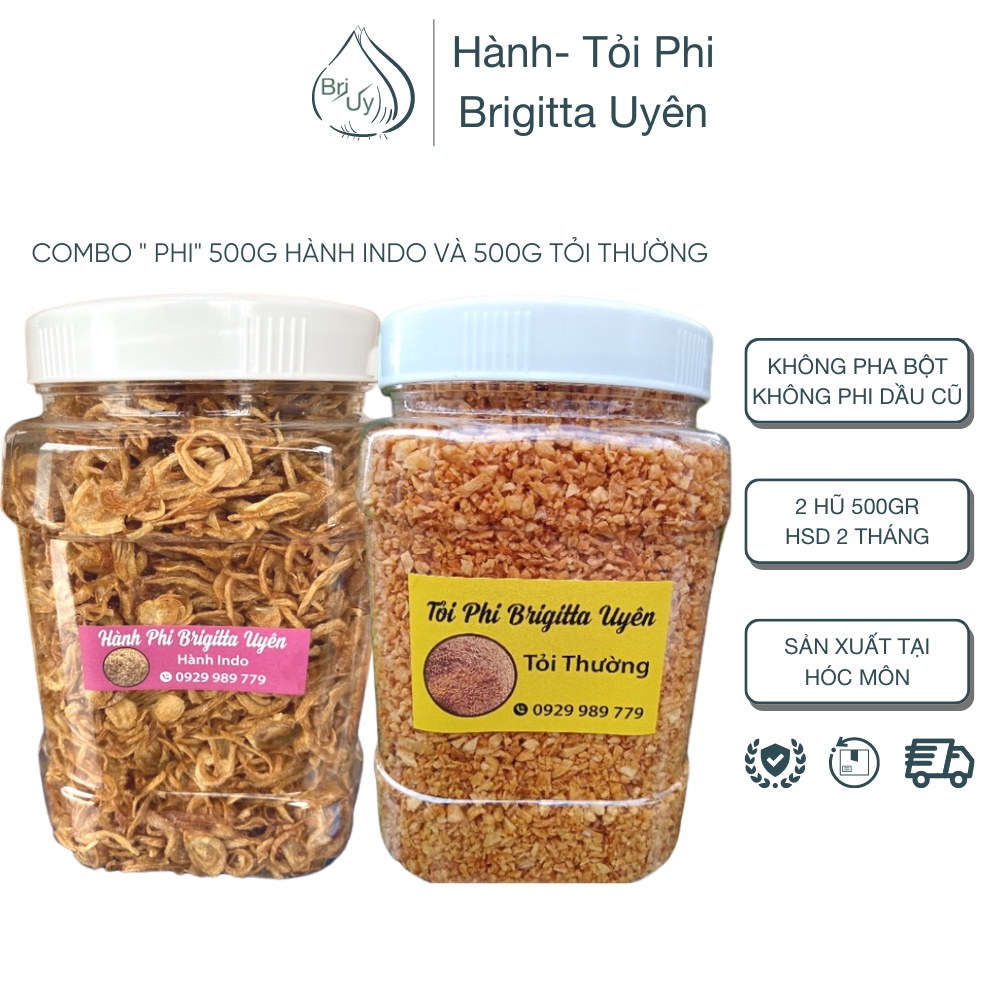 Combo hành và tỏi phi ⚡ CAM KẾT CHẤT LƯỢNG ⚡ 500gr hành phi + 500gr tỏi phi nhà làm thơm ngon nguyên