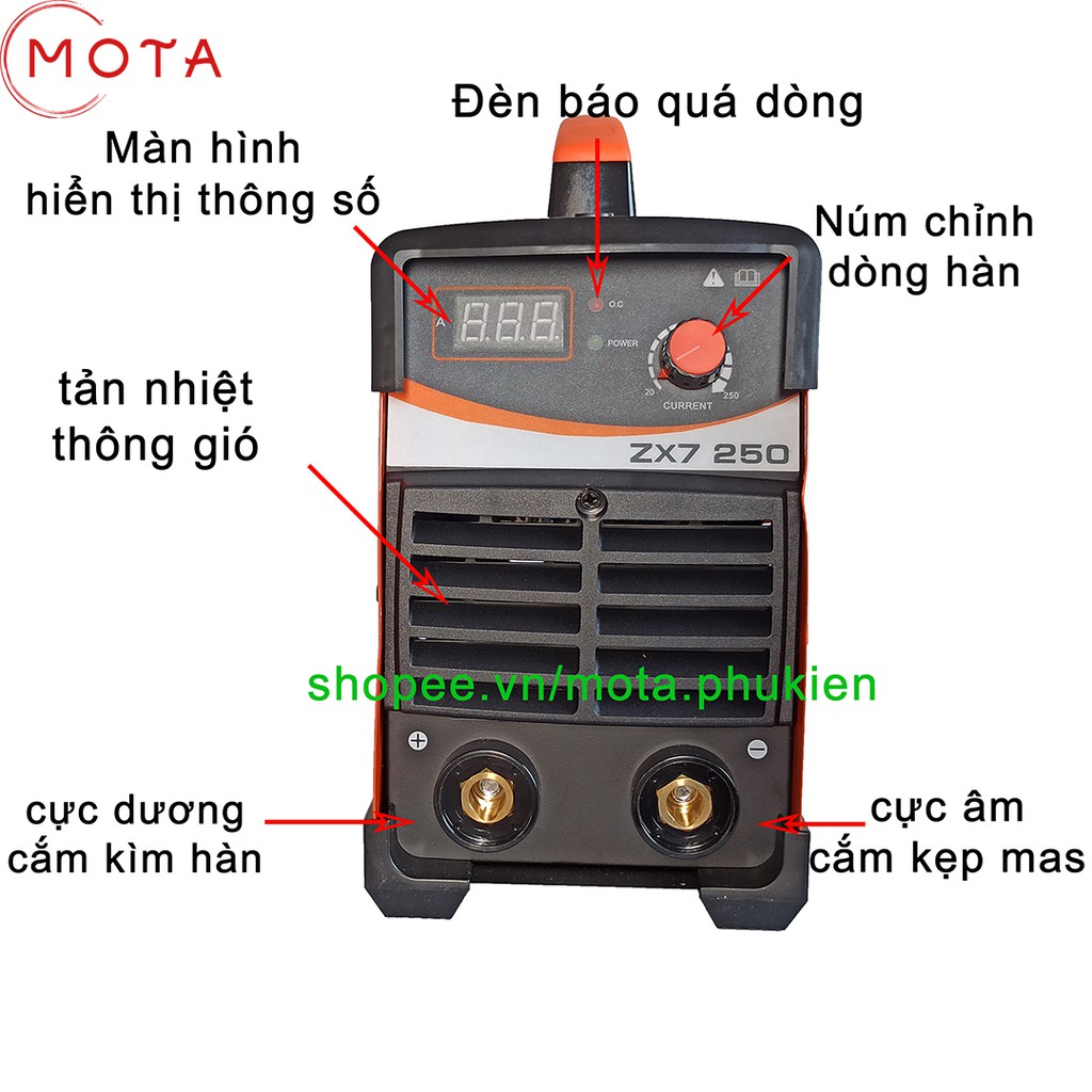 Máy hàn que điện tử Jasic ZX7 250 - Tặng full bộ phụ kiện